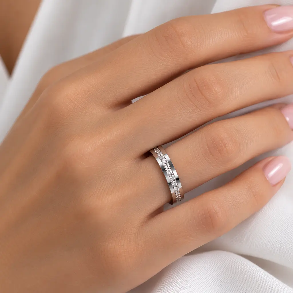 Жіноча обручка Jewellery Continent з білого золота з діамантами 20.5 (К-0914) - фото 3