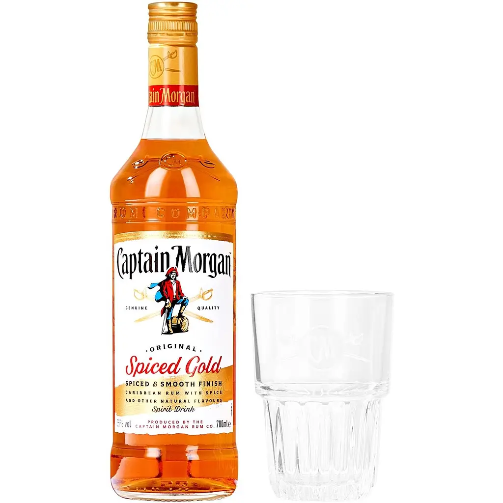 Уцінка. Алкогольний напій Captain Morgan Spiced Gold 35% 0.7 л + склянка - фото 2