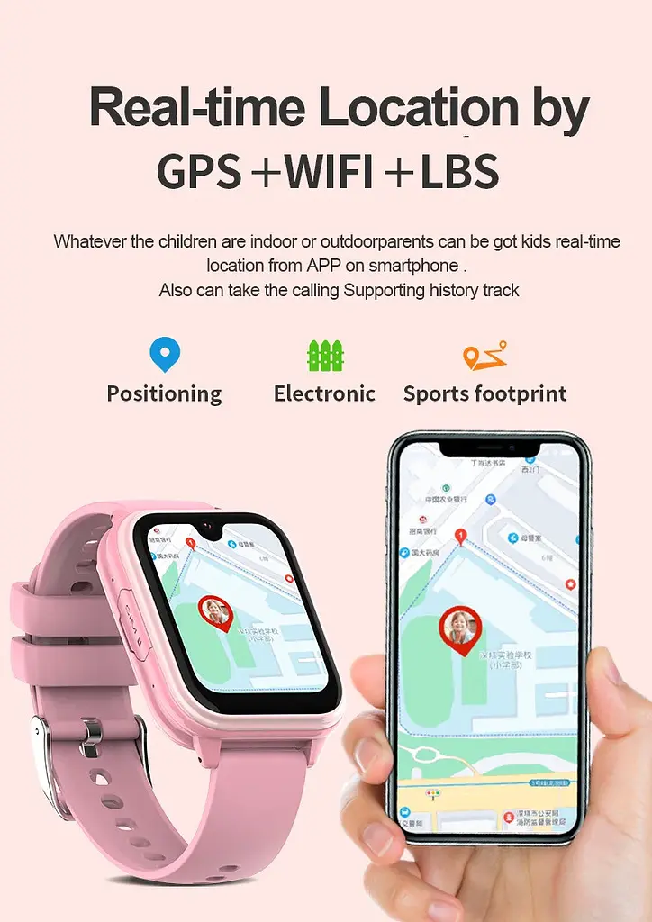 Смарт-годинник дитячий Wonlex KT33 WI-FI GPS SIM Pink (17775-hbr) - фото 9