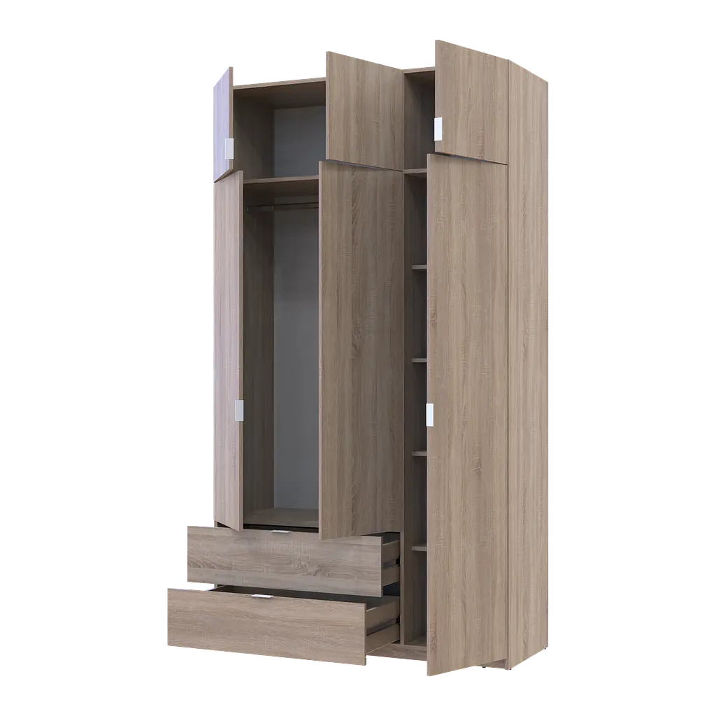 Розпашна Шафа для одягу Doros Лукас Дуб Сонома 3ДСП 135х50х240 (80737803) - фото 2