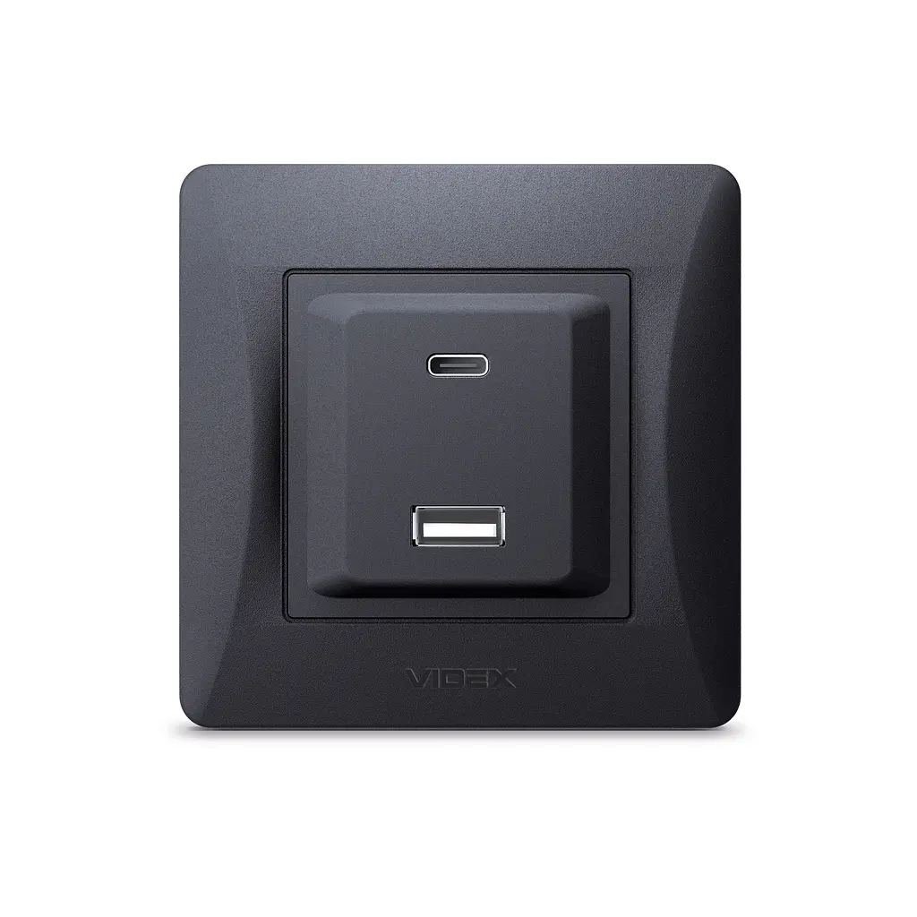 Розетка USB-A + USB-C PD20W чорний графіт VIDEX BINERA VIDEX (28200-000) - фото 2