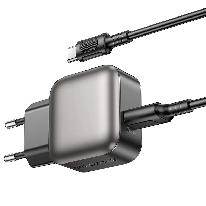 МЗП Borofone BAS52A Absolute QC3.0 18W (1USB-A) + кабель USB to Type-C Black - фото 2