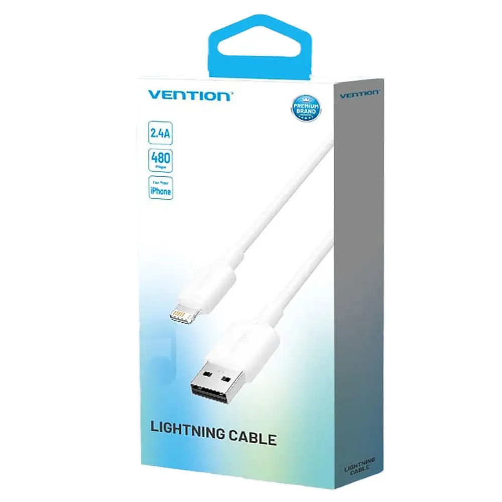 Кабель Vention USB 2.0 Type-A Male to Lightning Male 2.4A Cable 1M Белый PVC Type - фото 2