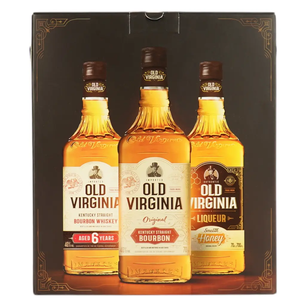 Набір: віскі Old Virginia Kentucky Straight Bourbon Whiskey 40% 0.7 л + 2 склянки - фото 3