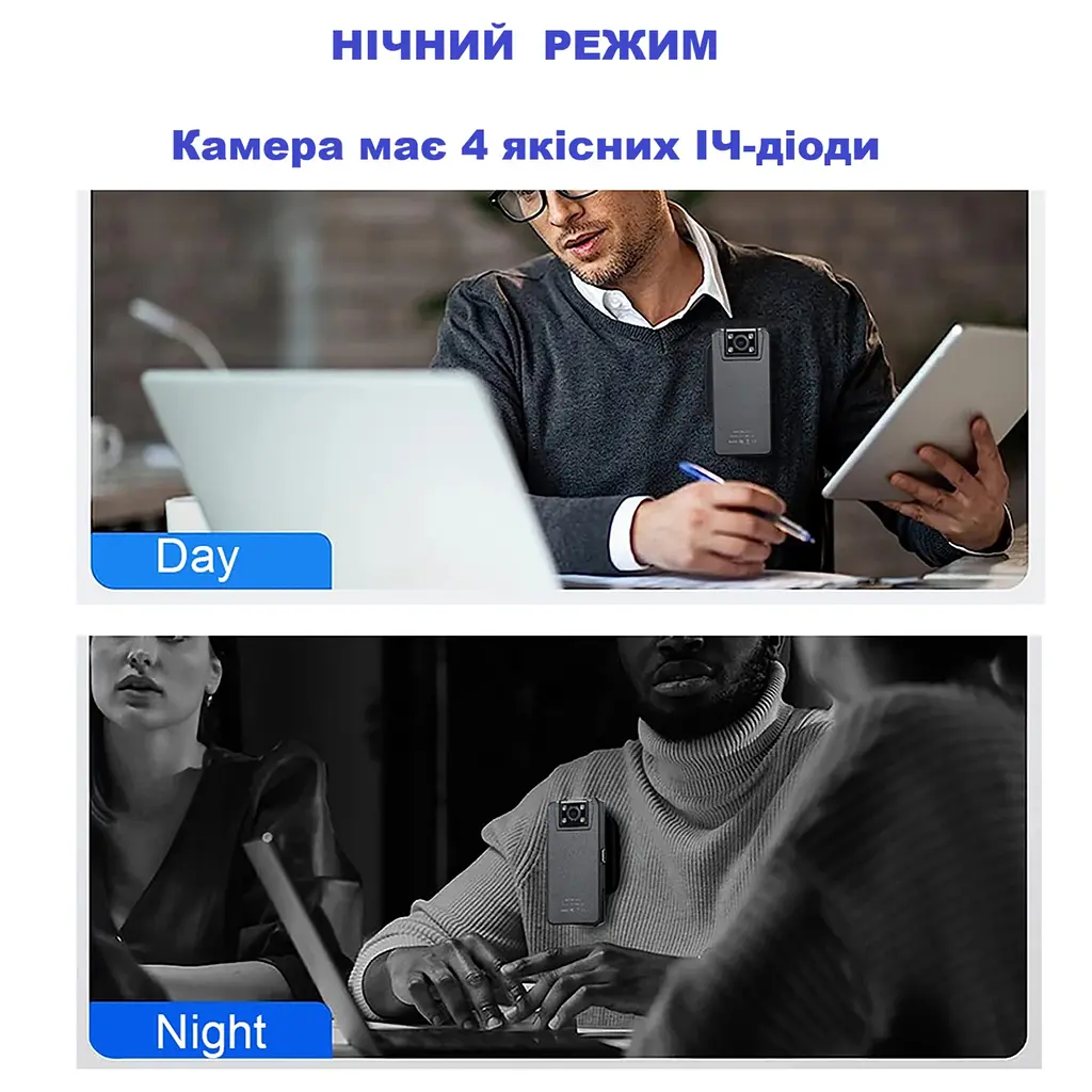 Нагрудна боді-камера Boblov A39 з дисплеєм 1.54 дюйма нічний запис датчик руху акумулятор 3000 мАгод - фото 6