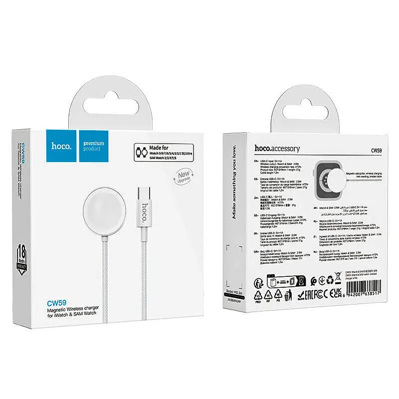 БЗП Hoco CW59 Wireless charger for Samsung/iWatch (USB-C) White - фото 5