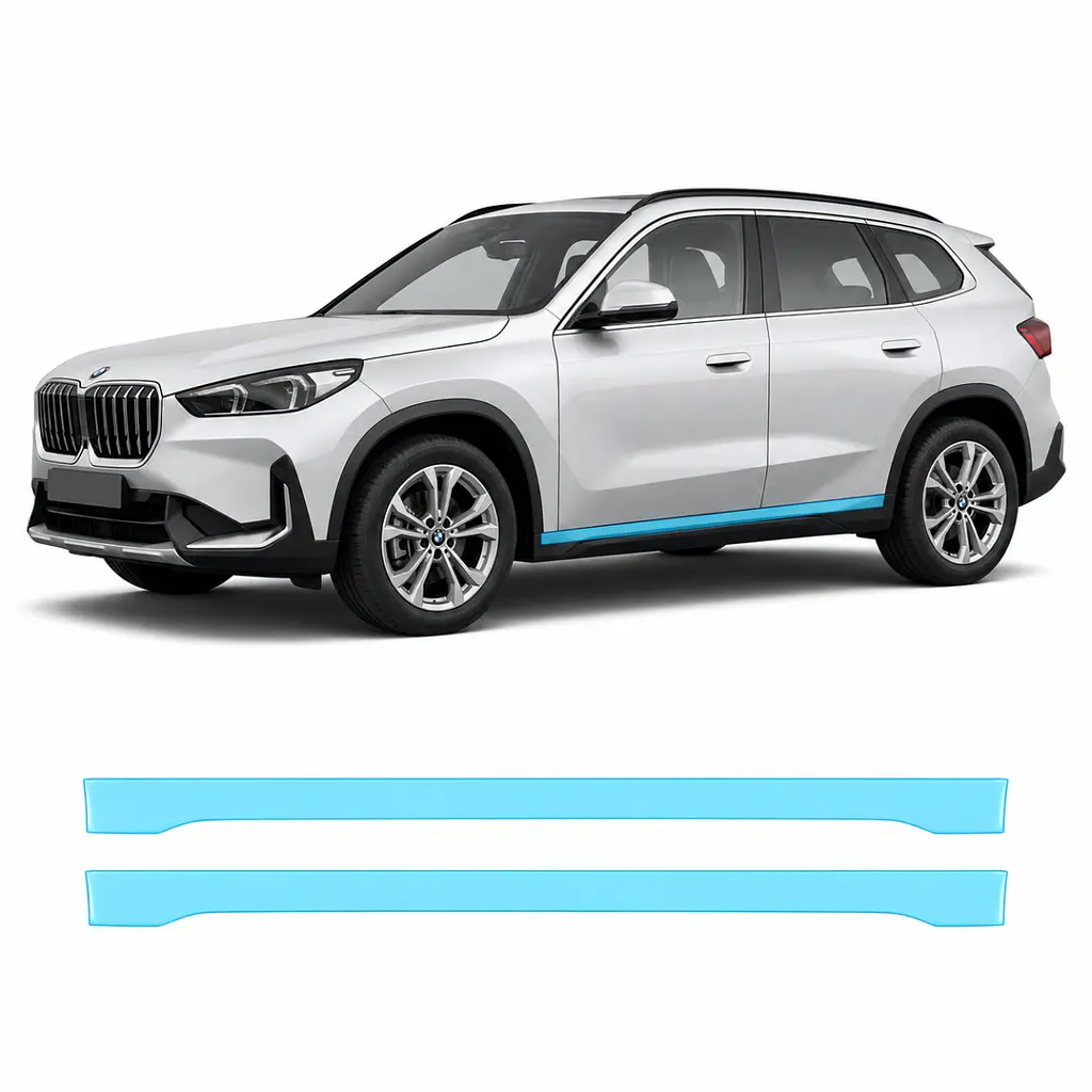 Антигравійна захисна бронеплівка за лекалами для BMW X1 U11 2022- нижня зона кузова та пороги