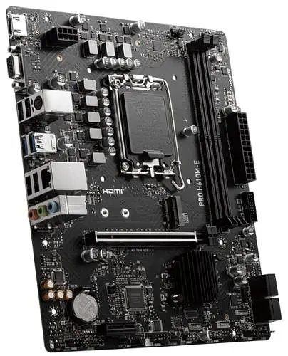 Материнская плата LGA1700, MSI PRO H610M-E, H610, 2xDDR5, Int.Video(CPU), 4xSATA3, 1xM.2, 1xPCI-E 4.0 x16, 1xPCI-E 3.0 x1, ALC893, RTL81 VGA/HDMI, MicroATX - фото 4