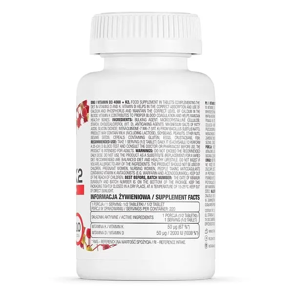 Витамины и минералы OstroVit Vitamin D3 4000 +K2, 110 таблеток - фото 2