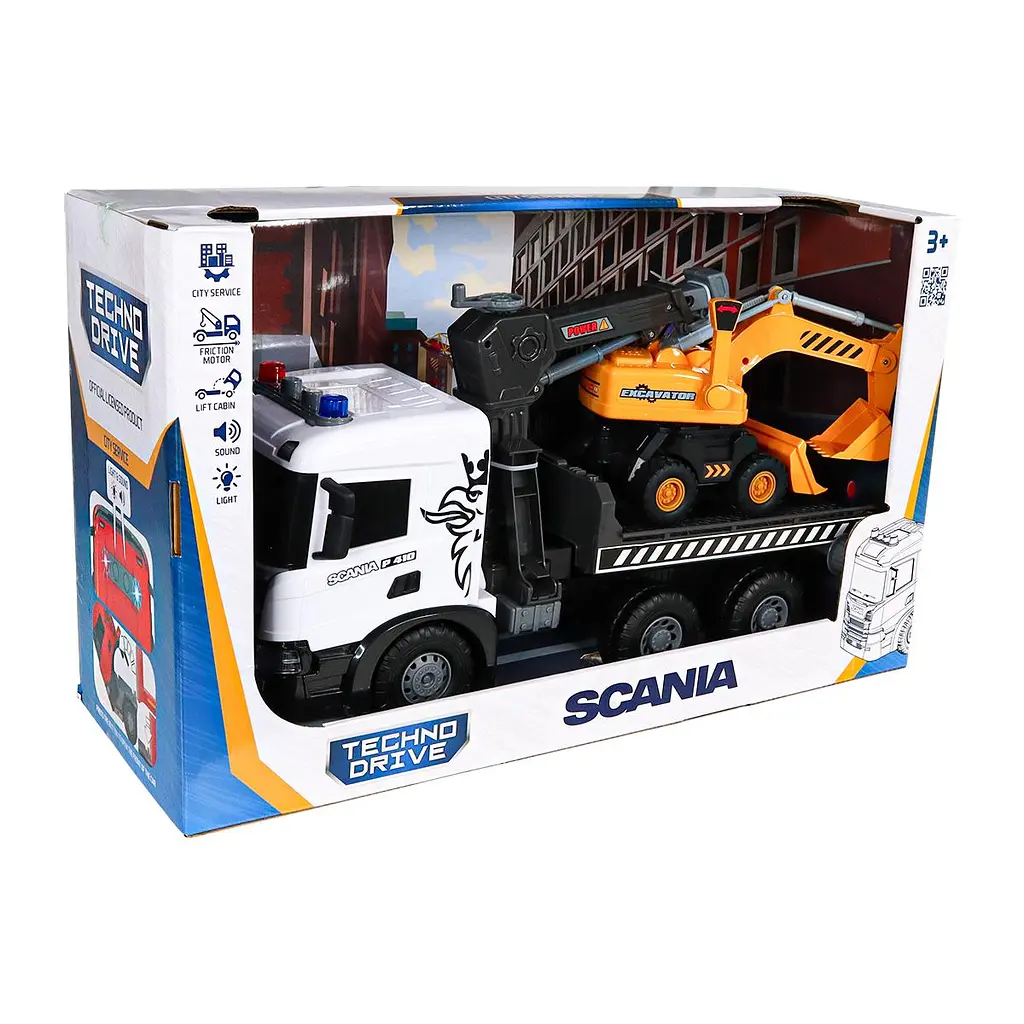 Ігровий набір серії "Super Big Truck" – АВТОКРАН SCANIA З ЕКСКАВАТОРОМ (світло, звук) TechnoDrive 5004KS - фото 5