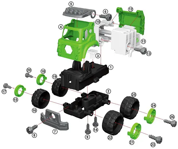 Конструктор DIY Spatial Creativity Мусоровоз LM9041, зеленый (CJ-1614182) - фото 2