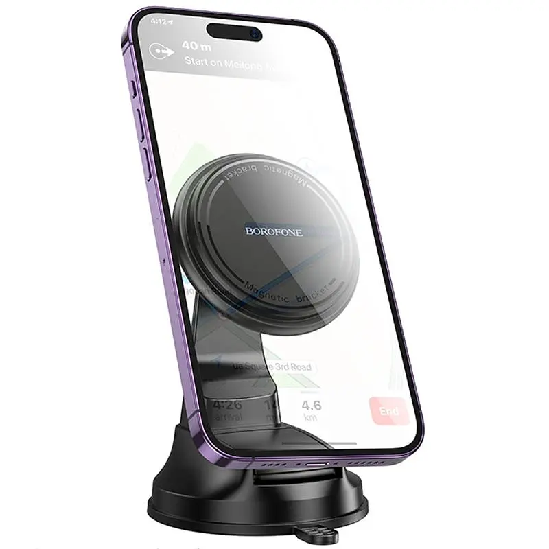 Автотримач Borofone BH136 Parker ring magnetic (center console) Black - фото 2