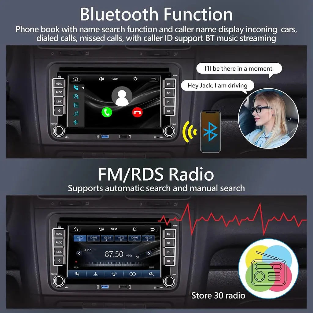 Автомобільне радіо Linux — 7-дюймове з екраном для Golf 5 6 VW Polo T5 Passat Touran Seat з FM/AM навігацією, Apple Carplay - фото 5