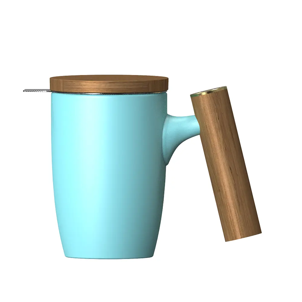 Чашка-заварник Wooden Brew Mug TM450-05A, 450 мл - Зелений - фото 6