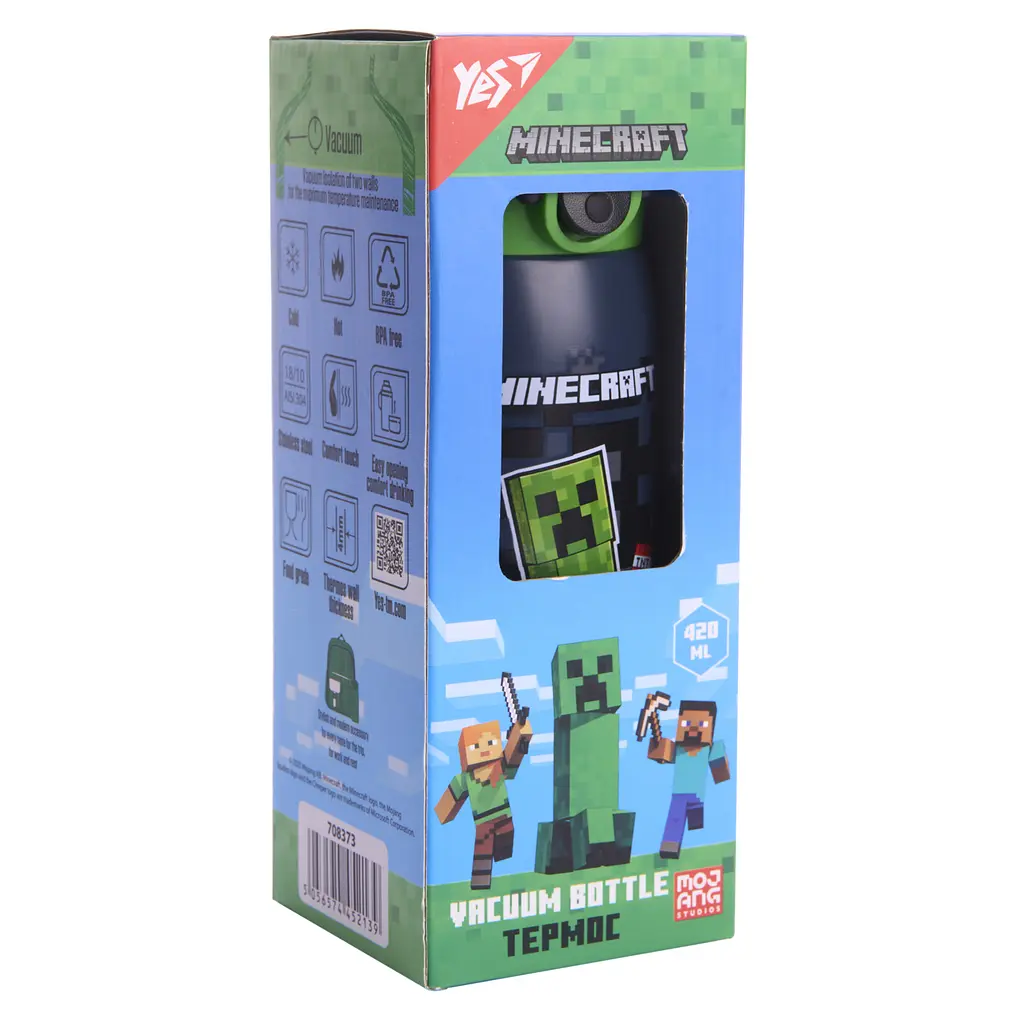 Термос YES Minecraft Creeper 420 мл Різнокольоровий (708373) - фото 4