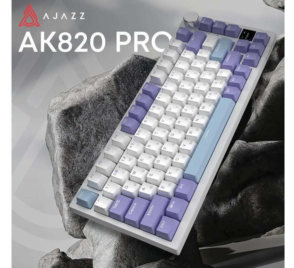 Клавіатура ігрова механічна бездротова Ajazz AK-820WP PRO White-Purple RGB Flying Fish Switch Hot-Swap - фото 7
