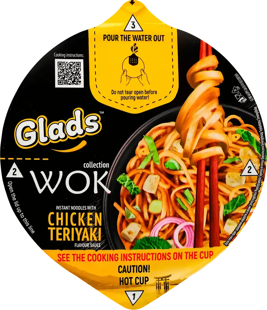 Локшина швидкого приготування Glads Wok Chicken teriyaki з соусом 95 г - фото 2