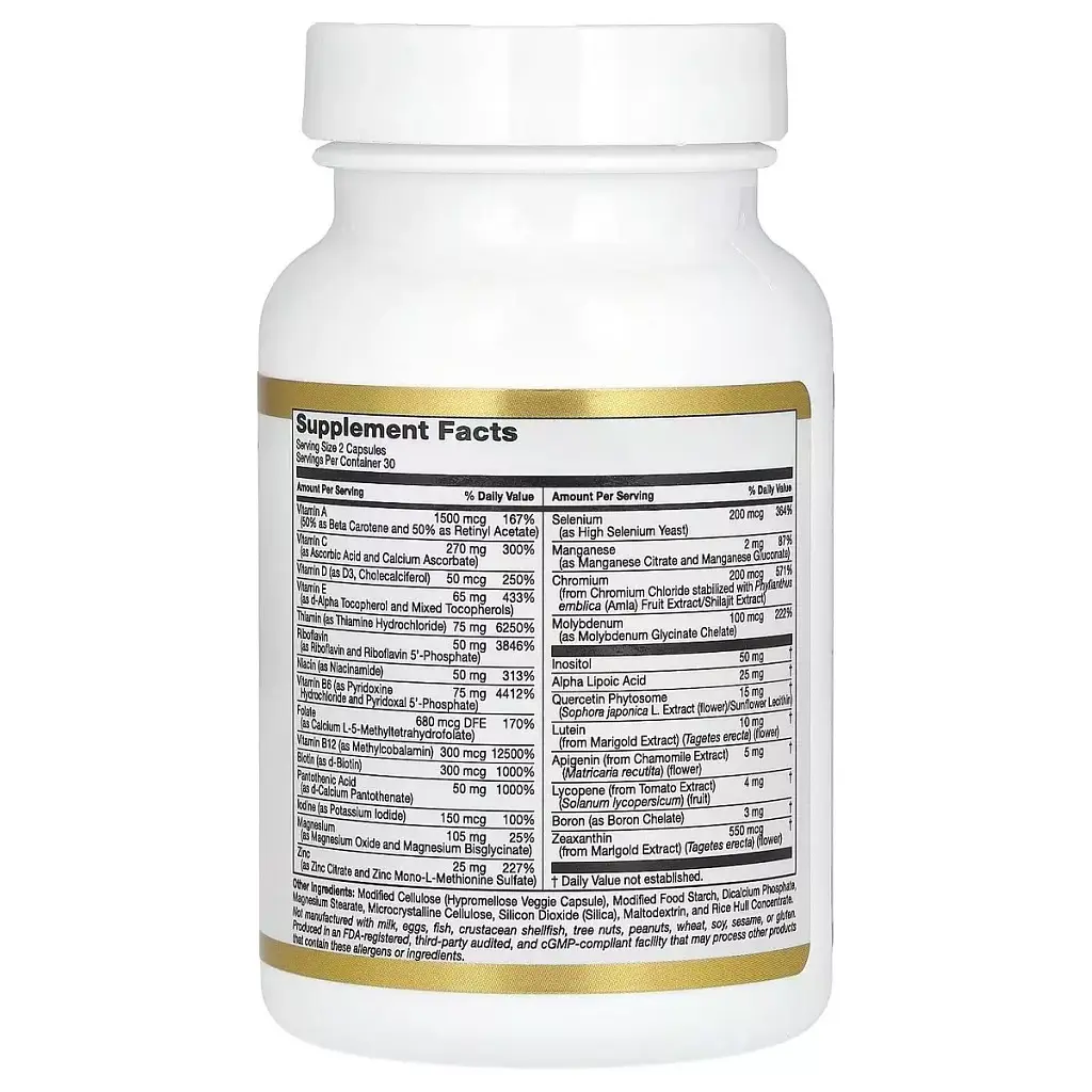 Мультивитамины и минералы Калифорния Gold Nutrition Multivitamin and Mineral Two-A-Day 60 вегетарианских капсул - фото 2