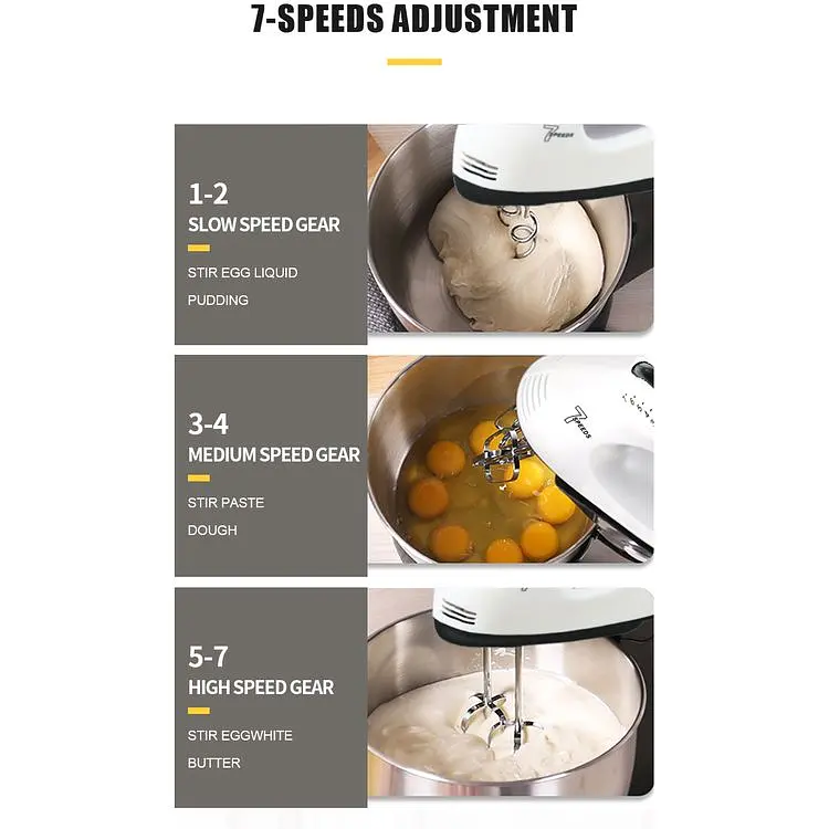 Миксер планетарный XPRO BM-133 с чашей 2 л 7 скоростей турбо режим 260 Вт черно-белый (BM-133_336) - фото 4