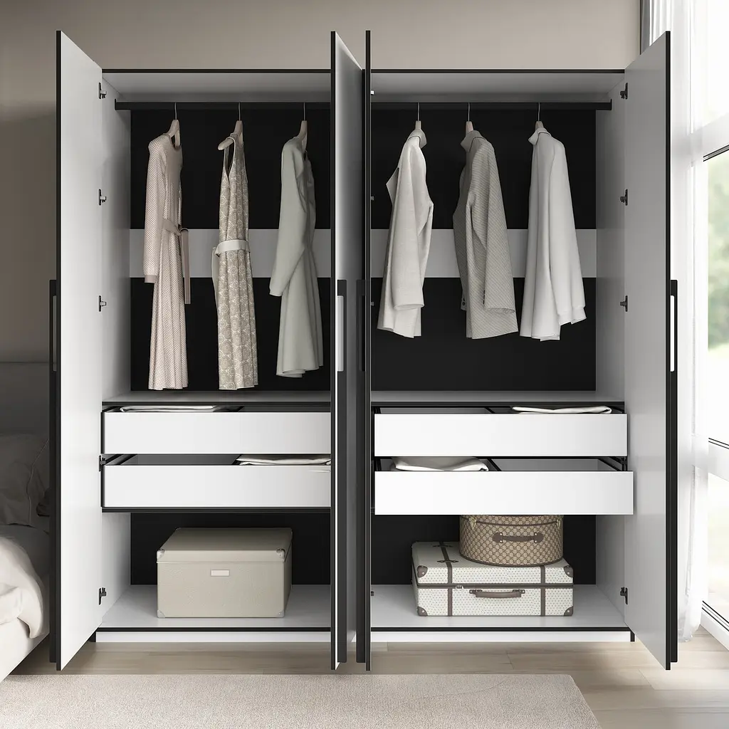 Шафа для одягу Flamecame у спальню з двома штангами на 4 двері FR-18 Тефра - фото 5