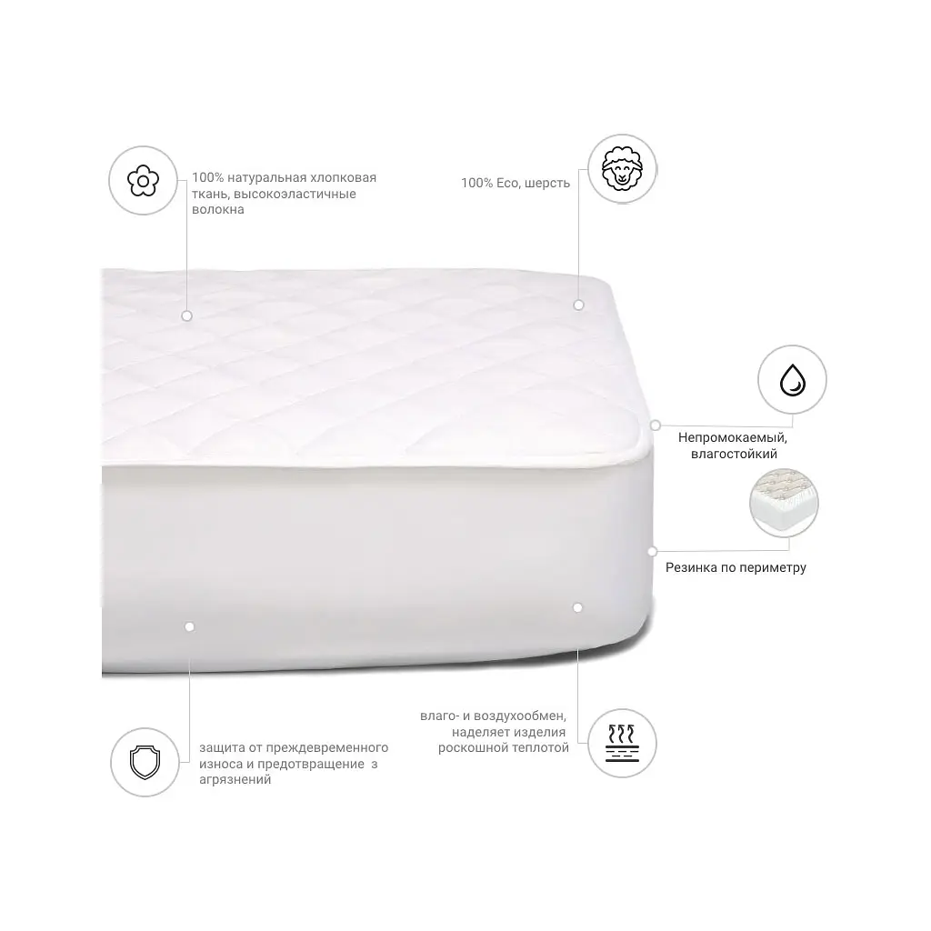 Наматрацник MirSon Стандарт Natural Line Wollen 960 80х160 см (2200000834560) - фото 3