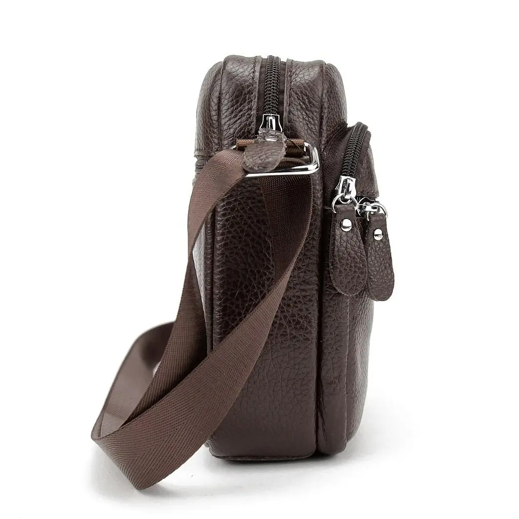 Шкіряний компактний чоловічий месенджер коричневий Tiding Bag M56-0080C - фото 4