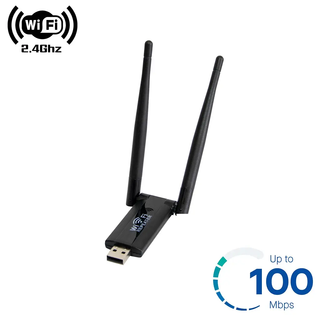 Підсилювач сигналу Wi-Fi Repeater USB 2.4G з антенами, активний ретранслятор до 20 м 100 Мбіт/с - фото 2