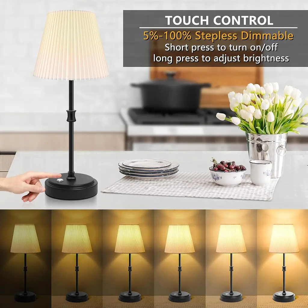 Бездротова настільна лампа з сенсорним керуванням, живлення від акумулятора 5000 мАг - фото 2