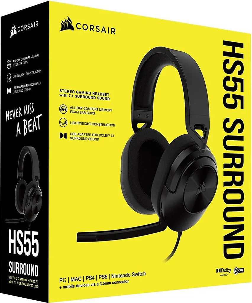 Ігрові навушники Corsair HS55 Surround Carbon (CA-9011265) [75609] - фото 11