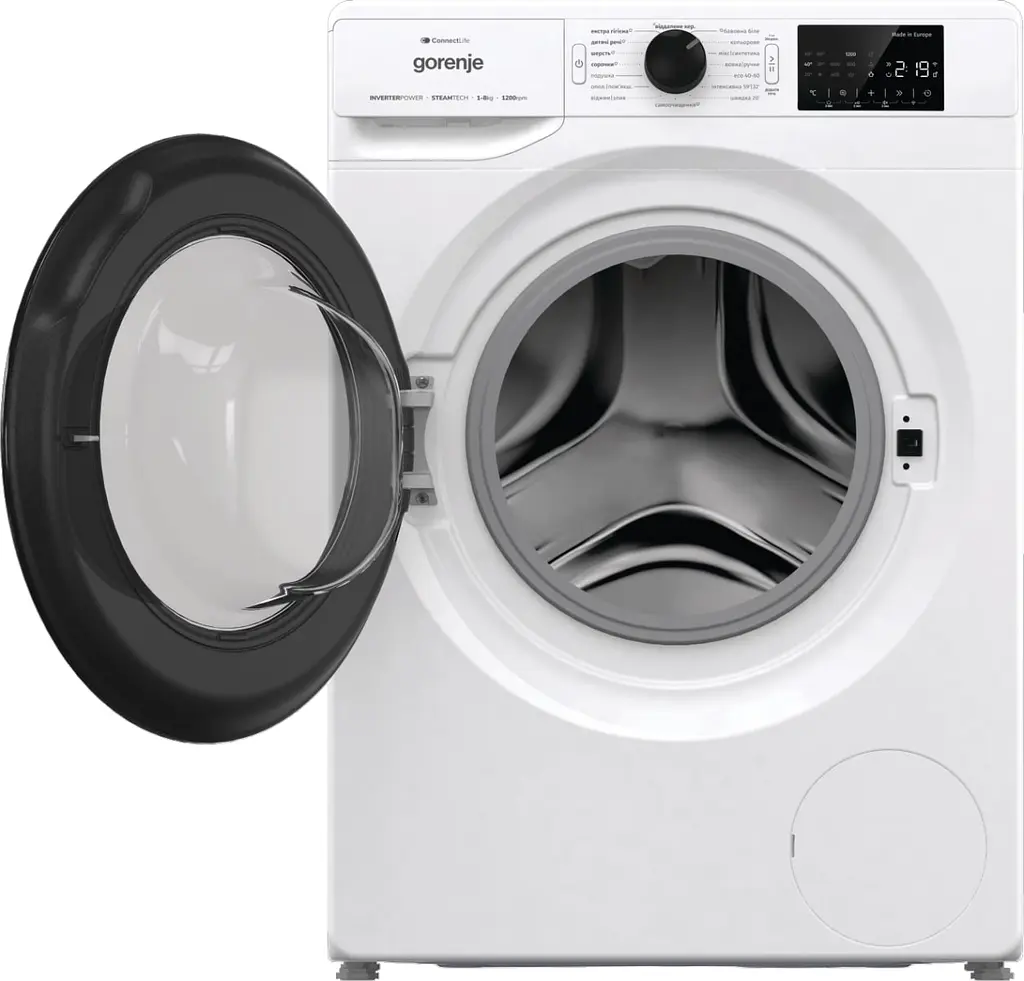 Пральна машина Gorenje фронтальна 8 кг 1200 A+++ 55 см дисплей інвертор пара Wi-Fi білий - фото 6