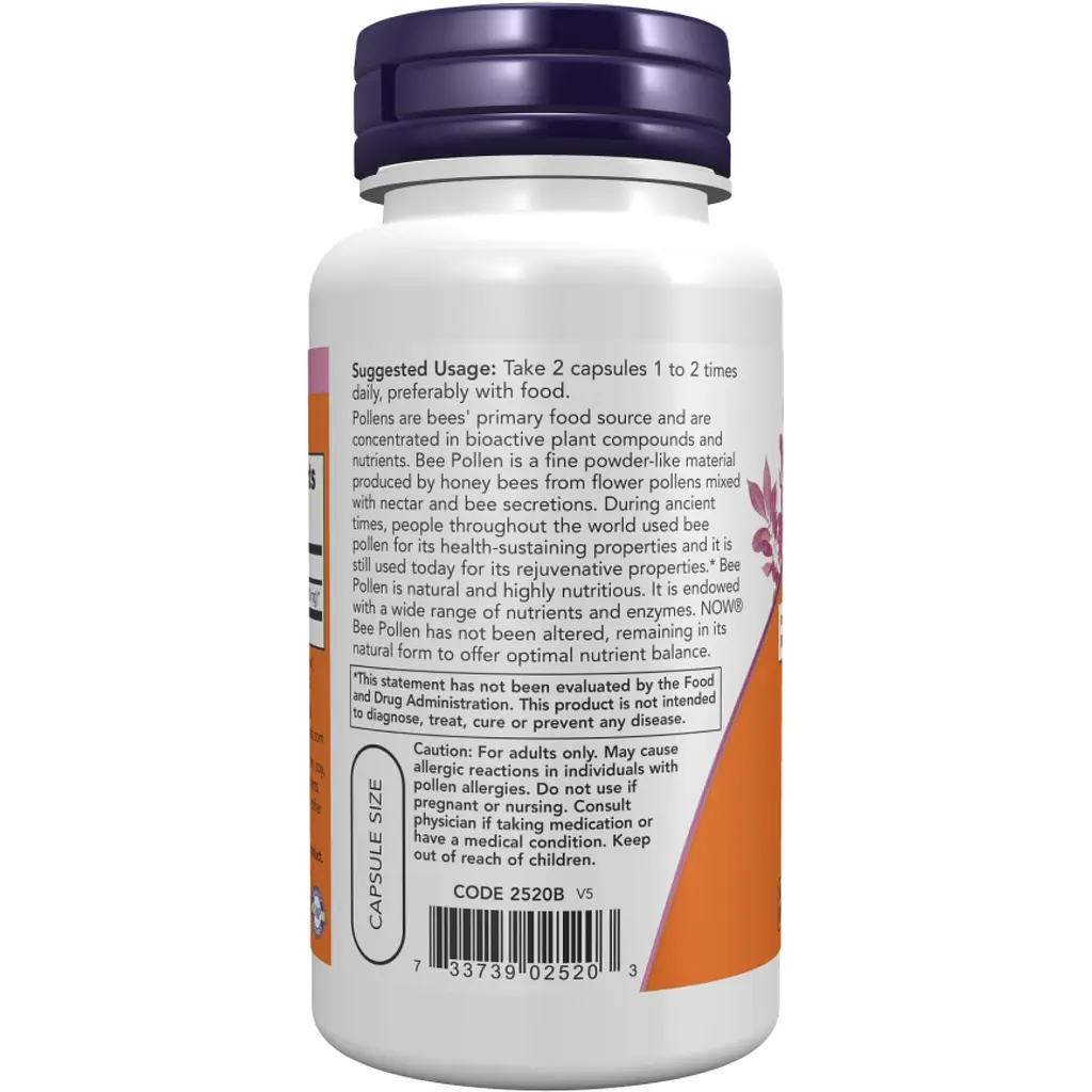 Пчелиная пыльца Now Foods Bee Pollen 500 мг 100 капсул - фото 3