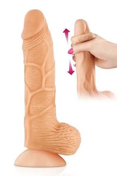 Фалоімітатор з рухомим крайнім тілом Real Body Real Brad, 15.5х4.5 см - фото 2