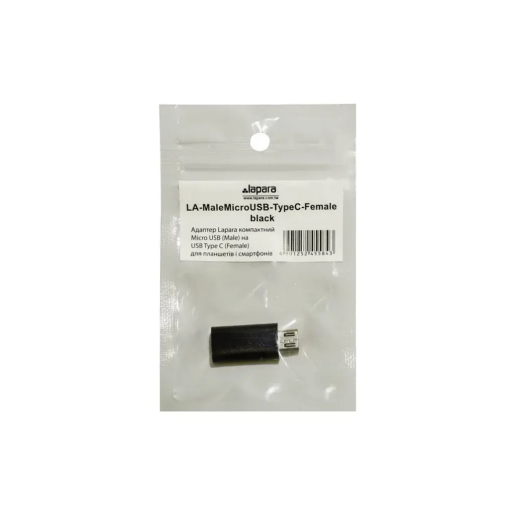 Перехідник Lapara Micro USB Male to USB 3.1 Type-C Female black (LA-MaleMicroUSB-TypeC-Female black) - фото 3