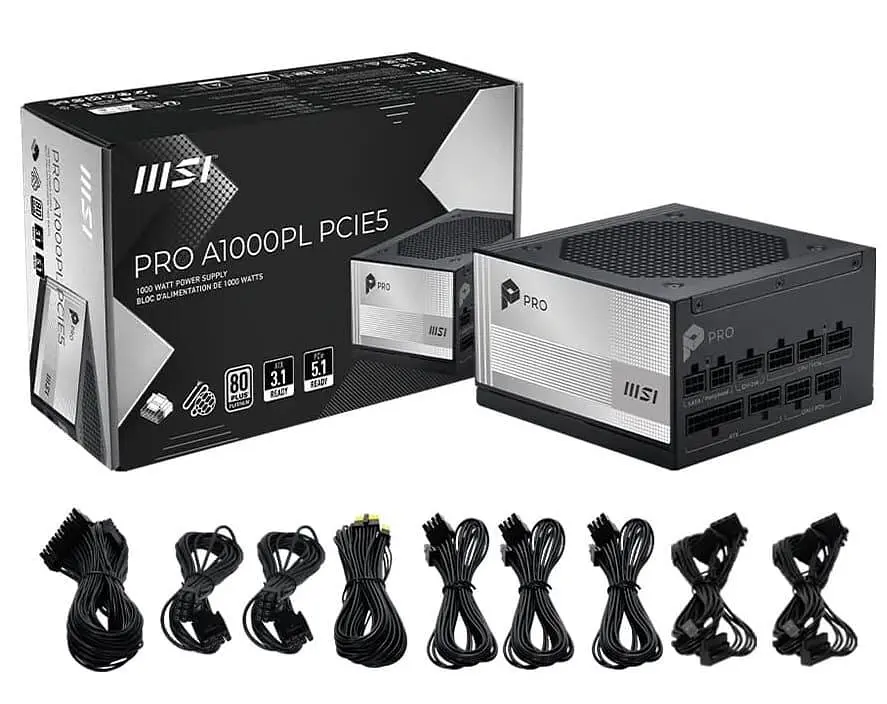 Блок живлення MSI PRO A1000PL PCIE5 80+ Platinum (PRO A1000PL PCIE5) Black - фото 5