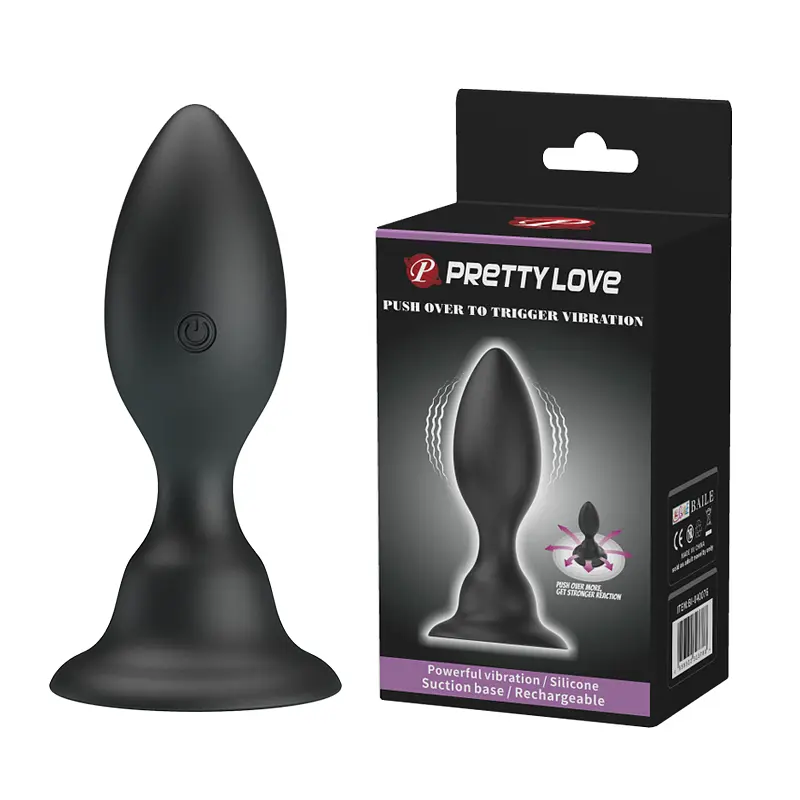 Анальна пробка - Pretty Love Push Over To Trigger Vibration Black - фото 10