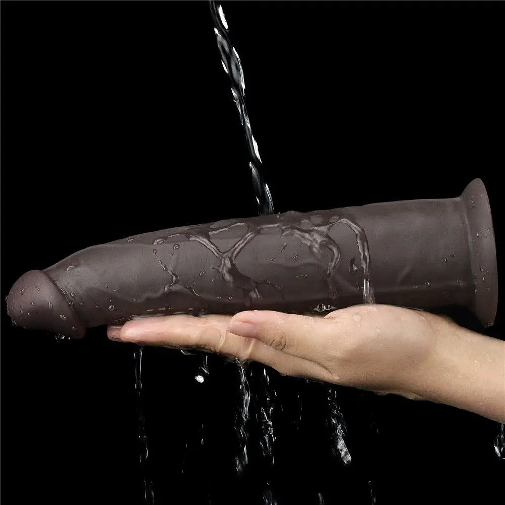 Вібратор LoveToy 9" Dual Layered Platinum Silicone Rotator, 23 см (чорний) - фото 3