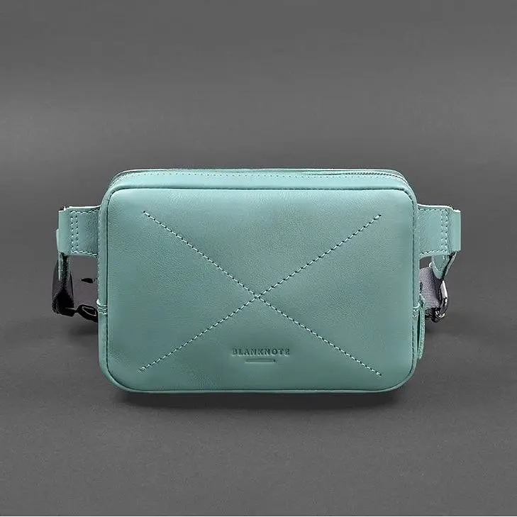 Кожаная женская поясная сумка Dropbag Mini бирюзовая - фото 7