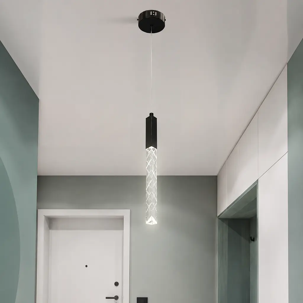 Чорний одиночний LED підвіс із граненим прозорим стрижнем Artlight 2350/1BK - фото 2
