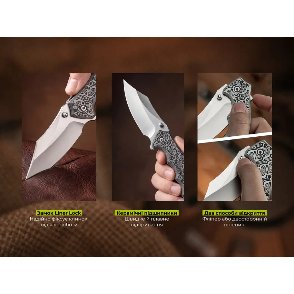 Ніж складаний туристичний Civivi Pentad (8.8 см) Nitro-V / Micarta чорний/білий - фото 14