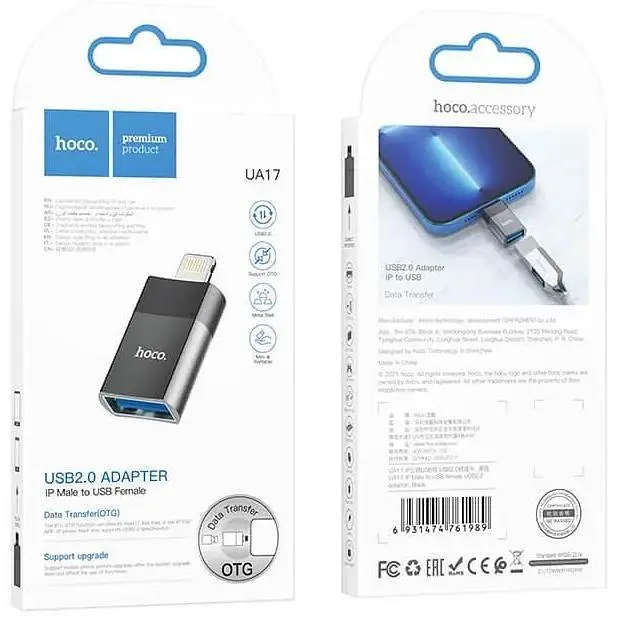 Перехідник Hoco UA17 - адаптер із USB 2.0 гнізда на Lightning штекер - фото 5