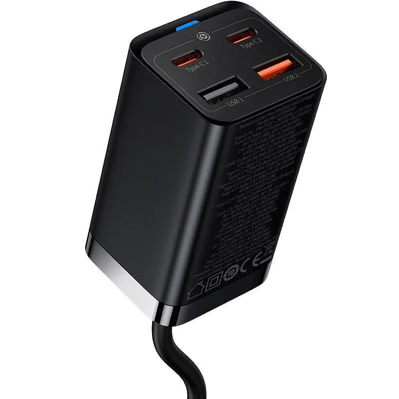 Мережевий зарядний пристрій Baseus GaN3 Pro Desktop Fast Charger 2Type-C+2USB 65W CCGP040101 Black - фото 3