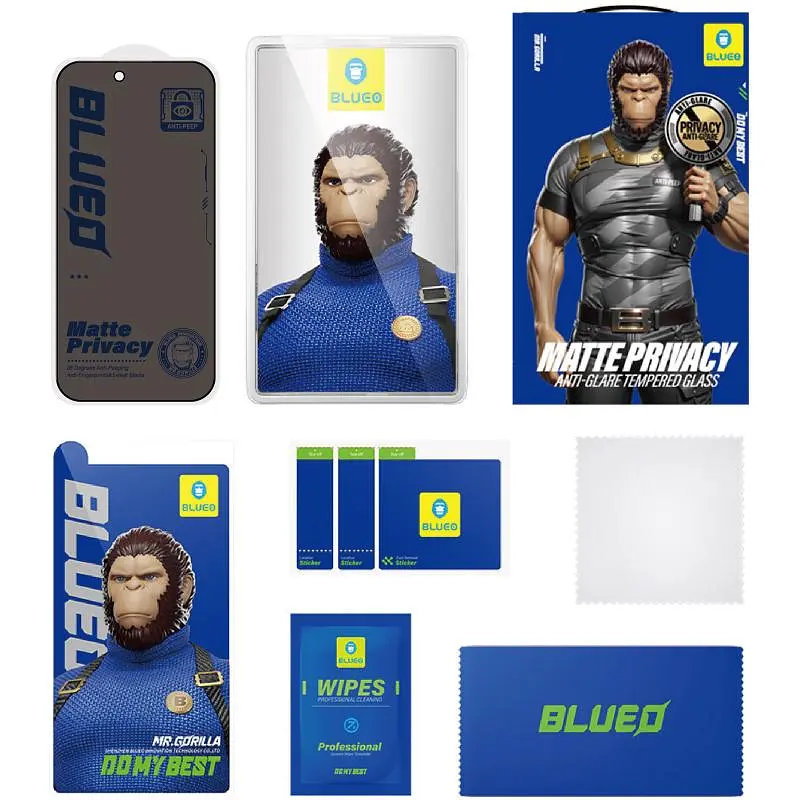 Захисне 2.5D скло Full Cover Anti-Peep Matte для Apple iPhone 17 Blueo teh0031096 - фото 4