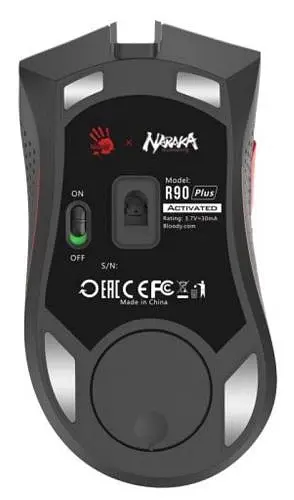 Мышь Bloody R90 Plus Naraka, Wireless+USB, 5000 cpi, Bloody, metal feet, подсветка - фото 3