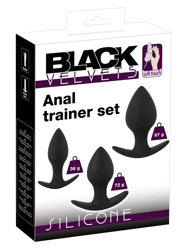 Набор анальных пробок Black Velvets Anal Trainer Set 3 шт. (черный) - фото 2