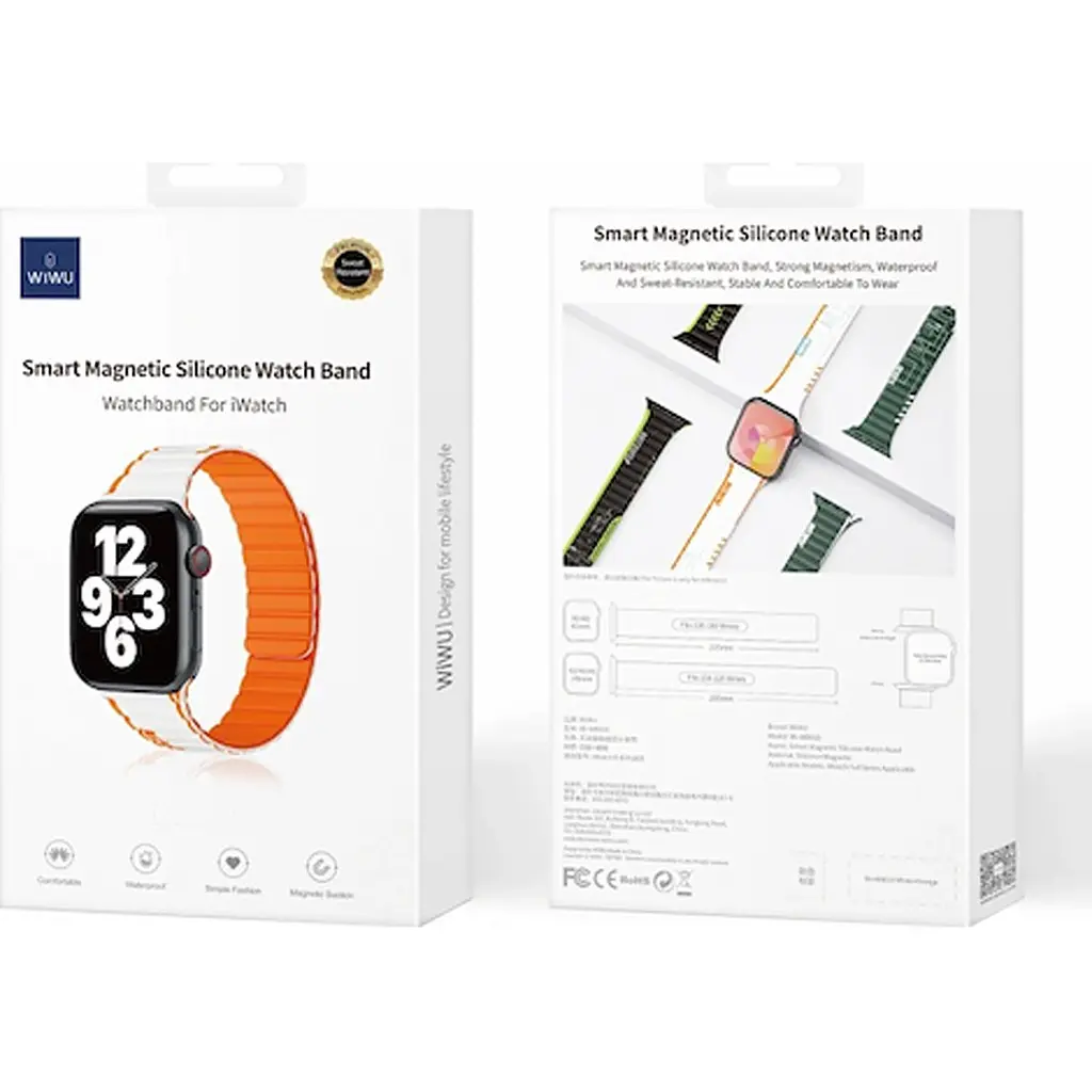 Ремінець WiWU Wi-WB010 Smart Magnetic Silicone для Apple Watch 42/44/45/49mm White/Orange [106831] - фото 3