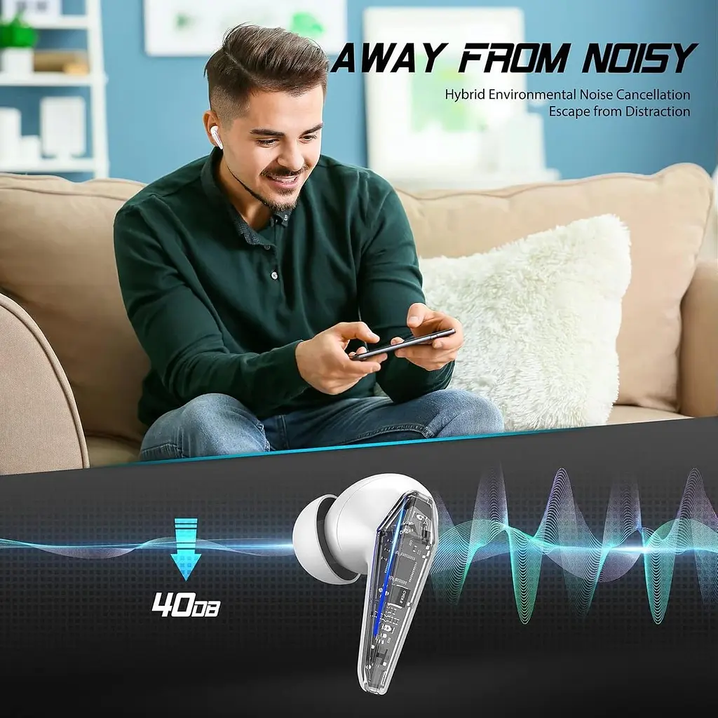 Беспроводные игровые наушники BX16 Gaming TWS белый - фото 6