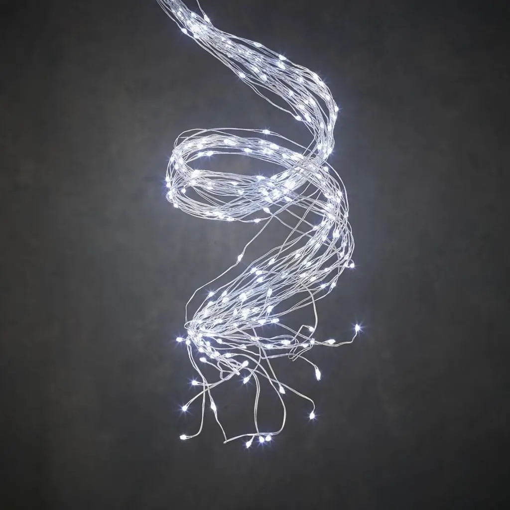 Роса пучок 2 метра 10 нитей Niki Light конский хвост с пультом управления 200 Led гирлянда для елки на 8 режимов холодный белый - фото 6