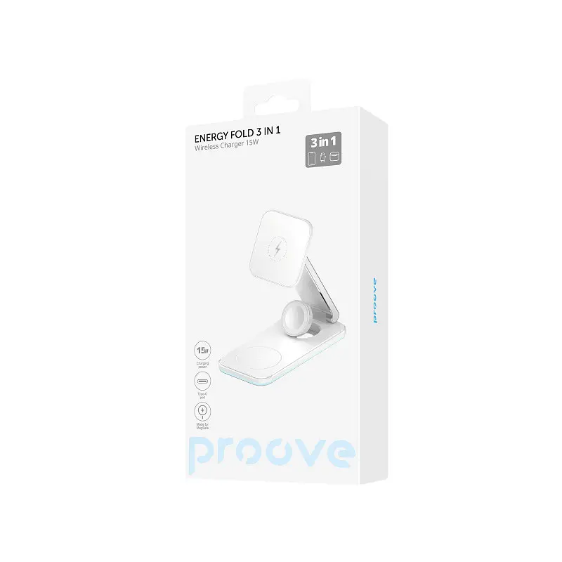 Бездротовий зарядний пристрій Proove Energy Fold 3in1 15W Білий (WSEF15010002) - фото 5