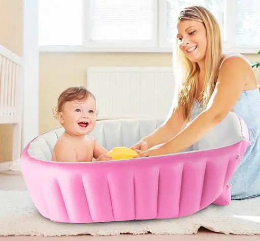Дитяча Надувна ванна з насосом Intime Baby Bath Tub Рожевий - фото 2