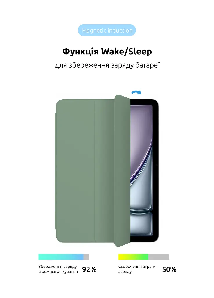 Чехол-книжка для планшета Apple iPad Air 11 (2024), Original Smart Case, saga, 11 , подставка на планшет, искусственная кожа, микрофибра, магнитная крышка с автоотключением экрана, ArmorStandart (ARM78147) - фото 4